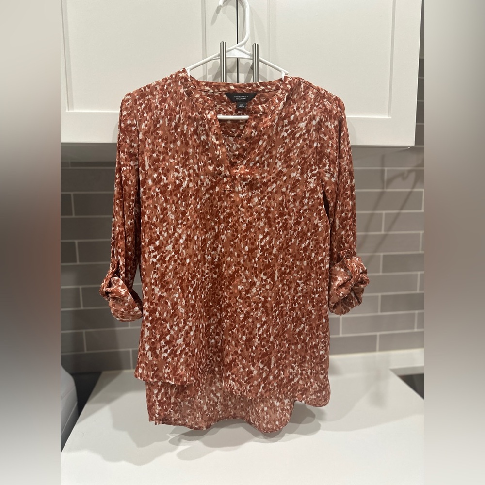 Roll sleeve, loose blouse. Size XS (fits big)